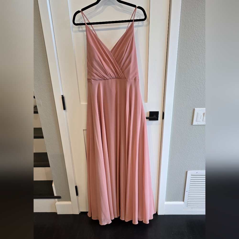 Davids Bridal Elegant Pink Strapless Gown